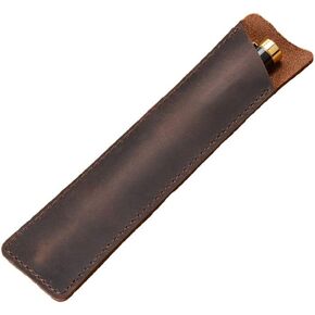 Daimay Crazy Horse Leather Pen Case Holder Handmade Fountain Pen Pouch Protective Sleeve Cover for Ballpoint Pen, Stylus Touch Pen – Brown