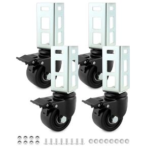 QWORK Storage Rack Caster Wheels, 4 Pack 3" Heavy Duty 1500 lb. Max Total Capacity Storage Shelf Accessories, Fit for Boltless Self Locking Shelving Racks