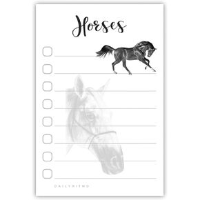 Horse Notepad Sticky to Do List - Horses Lover Gift Ideas for Girls and Women | Equestrian Cowgirl Cowboy Country Stuff Accessories Notebook Pad 4x6" 50 Pages Horses1