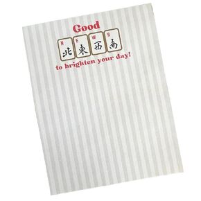 CALEMORA Mahjong Good NEWS to Brighten your Day Notepad Mah Jongg Gift Stationery Mah Jong Present