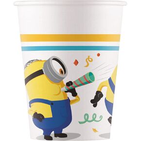 Procos 93512 Minions Rise of Gru, Party Cups, Max. Capacity 200 ml, Pack of 8, Disposable Paper Cups, Children's Birthday Party Tableware, FSC