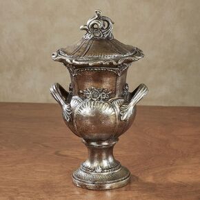 Victoria Acanthus Decorative Covered Jar - Bronze Metallic Finish with Silver Highlights