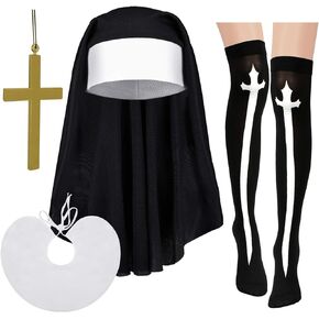 Halloween Nun Costume Nun Hat Nun Habit Costume Accessory Set for Women
