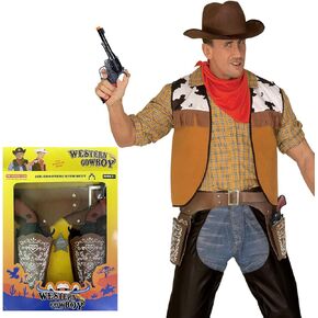Cowboy Toys, Cap Gun and Western Holster Set for Adults, Toy Revolver and Adjustable Belt Halloween Costume Accessory for Men and Women Novelty Gifts for Birthday Christmas