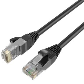 QualGear QG-CAT6O-CCA-50FT-BLK CAT 6 High Speed Internet and Ethernet Cable for Outdoors - Weatherproof, 24AWG, Up to 10 Gbps, 250MHz, Gold Plated Contacts, RJ45, CCA, Black - 50ft