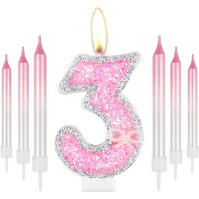 Pink Candle Girl Number 0 Candles,Gold Glitter Pink Number Candles with Pearl Bow,Cake Number 0 Birthday Candles for Cake Happy Birthday Cake Topper for Anniversary Party Supplies