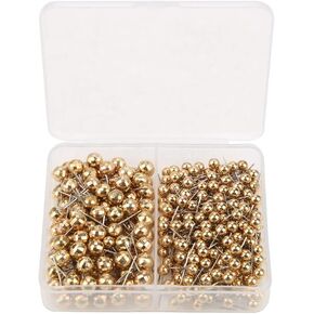 300pcs Round Head Pin,Sewing Weddings Corsage Dressmaking Pearl Head Pin, Straight Quilting Ball Pins Fixed Marking Practical Tool(Gold)