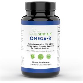 Barisentials Omega-3 Supplement - 1,930mg EPA & DHA Per Serving- Designed for Bariatric Patients- High Absorption MAG-03 Technology - 60 Coated Softgels (1-Month Supply)