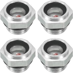 PATIKIL Air Compressor Oil Sight Glass, 4 Pack G 3/8" Male Thread Aluminum Alloy Oil Liquid Level Gauge Air Compressor Parts with O-ring