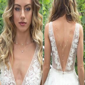 Back Necklace Pearl Backdrop Necklace Sexy Body Chain Bridal Back Chain Jewelry for Women and Girls