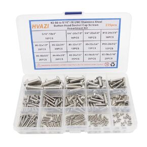 #2-56 to 5/16"-18 UNC Stainless Steel Button-Head Socket Cap Screws Assortment Kit