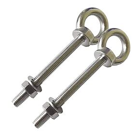 Stainless Steel Eye Bolts, 2 Pack M8 Shoulder Eye Bolt 3.15" Heavy Duty EyeBolts Screws in Eye Hooks with Washer and Nuts for Lifting Ring Eyebolt Thread Length 80mm