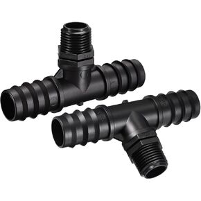 10 قطع من تركيبات تي بارب - 24.5 ملم وصلات خرطوم تي شيرت شائك 3 طرق تنطبق على الحديقة، أسود (خيط ذكر G1/2) in Kuwait