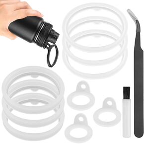 3 Sets Bottle Gasket Replacement Compatible with Thermoflask Water Bottle 24oz, 32oz, 40oz & 64oz+ Cleaning Brush + Elbow Tweezers,Replacement Silicone Lid Sealing Bottle Accessories, 11Pcs in Total