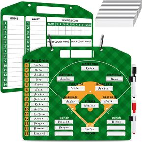 Baseball Lineup Board,Dry Erase Baseball Clipboard For Coaches,Magnetic Baseball And Softball Clipboard For Coaches,Double Sided Baseball Clipboard,with 30Pcs Baseball Lineup Cards,2 Pen&Snap Hooks