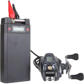 (Only Battery) DC12V 25Ah Deep Sea Electric Fishing Reel Lithium Battery Large Capacity with Super Charger and Connect Lines Cables for Daiwa TANACOM SEABORG LEOBRITZ (Black, 12V 25000mAh)