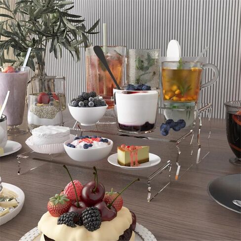 3 خطوات 12 بوصة كبيرة من الأكريليك أرفف عرض قوية وواضحة تقف لعرض تنظيم الكعك والعطور ومستحضرات التجميل وأشكال مقتنيات المجوهرات (12 بوصة-1套) in Saudi Arabia