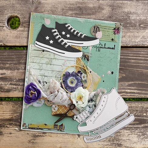 قوالب قطع معدنية، قوالب حرفية للأحذية القماشية، استنسل قطع قوالب منقوشة لألبوم الصور القصاصات، استنسل مجلد منقوش مزخرف. (لا تتضمن أربطة الحذاء) in Kuwait