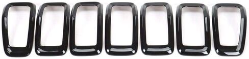 Fit 2014-2018 Jeep Cherokee 7pcs Black ABS Front Grille Inserts Grill Frame Trim in Saudi Arabia