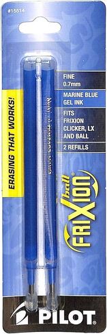 PILOT FriXion Gel Ink Refills for Clicker, LX & Ball Pens, Fine Point (0.7mm), Marine Blue Ink, 2-Pack (15514) in Saudi Arabia