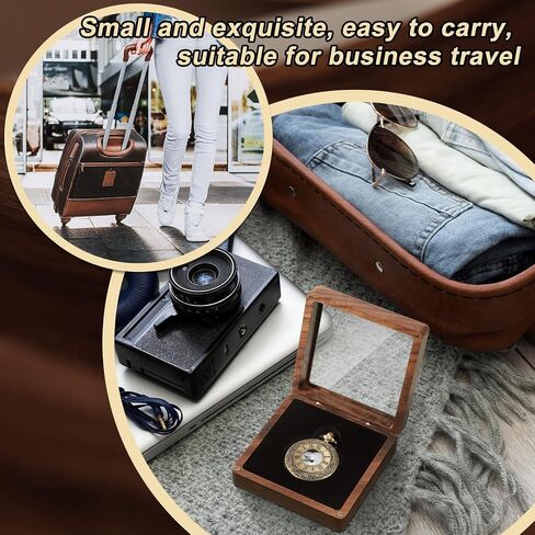 2 Pcs Wooden Pocket Watch Display Case Walnut Wood Single Watch Gift Box with Clear Acrylic Window Display Storage Organizer for Men Women Jewelry Bangle Protect in Saudi Arabia