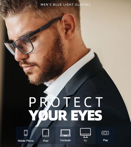 Mens Carbon Fiber Blue Light Blocking Glasses Reduce Eyestrain Glasses Filter UV Light Computer Glasses with Clear Lens in Saudi Arabia