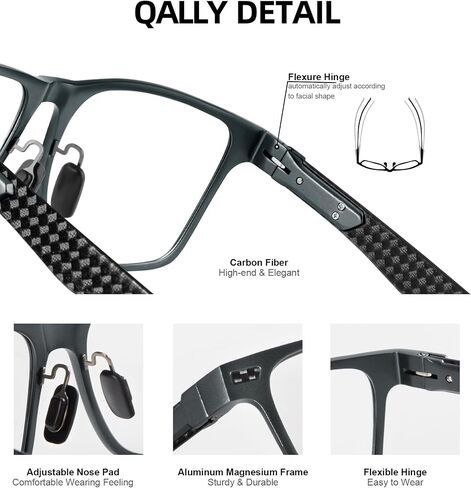 Mens Carbon Fiber Blue Light Blocking Glasses Reduce Eyestrain Glasses Filter UV Light Computer Glasses with Clear Lens in Saudi Arabia