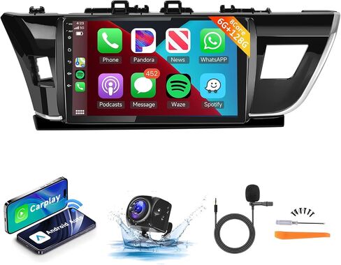 【8Core 6+128G】 لسيارة Toyota Corolla 2013-2017 ستيريو سيارة Android مع Carplay اللاسلكي Android Auto، 10.1 بوصة HD 1280 * 720P IPS شاشة لمس راديو GPS WiFi DSP صوت بلوتوث 5.0 SWC كاميرا احتياطية in Saudi Arabia