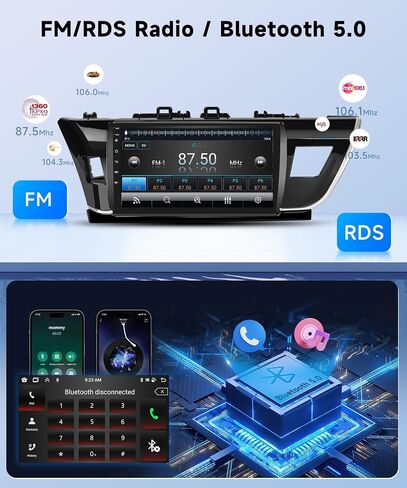 【8Core 6+128G】 لسيارة Toyota Corolla 2013-2017 ستيريو سيارة Android مع Carplay اللاسلكي Android Auto، 10.1 بوصة HD 1280 * 720P IPS شاشة لمس راديو GPS WiFi DSP صوت بلوتوث 5.0 SWC كاميرا احتياطية in Saudi Arabia