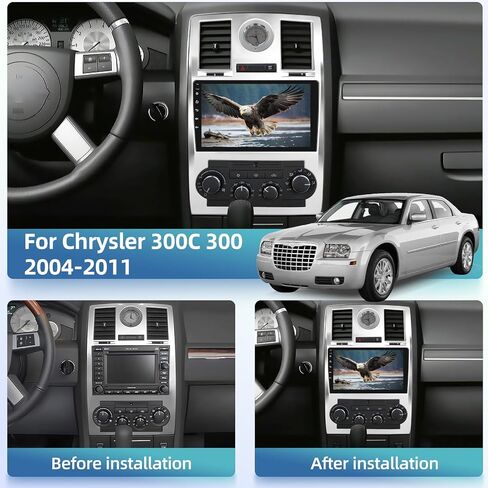 [2+64G] لسيارة Chrysler 300C 300 2004-2011 Android 13 ستيريو - تشغيل لاسلكي وAndroid Auto - راديو سيارة بشاشة لمس عالية الدقة 9 بوصة - صوت EQ، وصلة مرآة، ملاحة GPS، واي فاي، SWC + كاميرا احتياطية AHD in Saudi Arabia