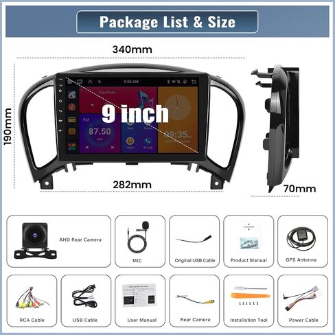 UNITOPSCI 4G+64G 8 Core for Nissan Juke 2011-2016 Radio Android 13 Car Stereo Wireless CarPlay Android Auto GPS 9"Touchscreen Bluetooth Mirror Link 32-Band EQ DSP WiFi FM/RDS SWC+Backup Camera Mic in Saudi Arabia
