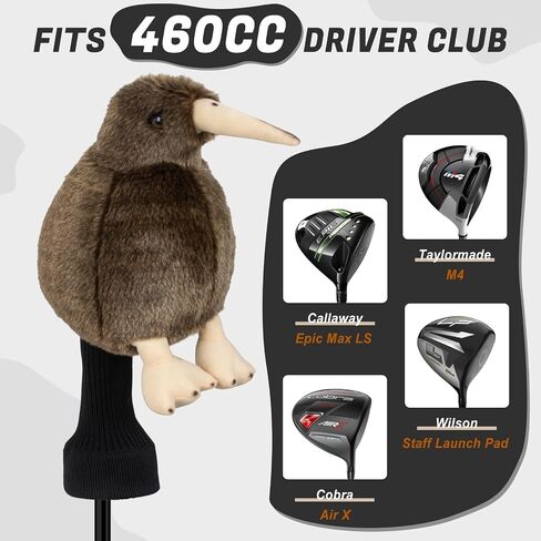 Kiwi Golf Headcover Animal Driver Headcover Hybrid Headcover Long Neck, Funny Plush Golf Club Head Covers (New Zealand National Bird Endangered Species) in Saudi Arabia