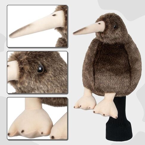 Kiwi Golf Headcover Animal Driver Headcover Hybrid Headcover Long Neck, Funny Plush Golf Club Head Covers (New Zealand National Bird Endangered Species) in Saudi Arabia