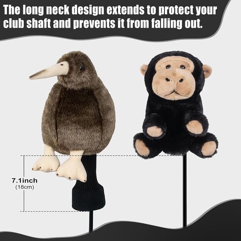 Kiwi Golf Headcover Animal Driver Headcover Hybrid Headcover Long Neck, Funny Plush Golf Club Head Covers (New Zealand National Bird Endangered Species) in Saudi Arabia
