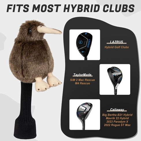 Kiwi Golf Headcover Animal Driver Headcover Hybrid Headcover Long Neck, Funny Plush Golf Club Head Covers (New Zealand National Bird Endangered Species) in Saudi Arabia