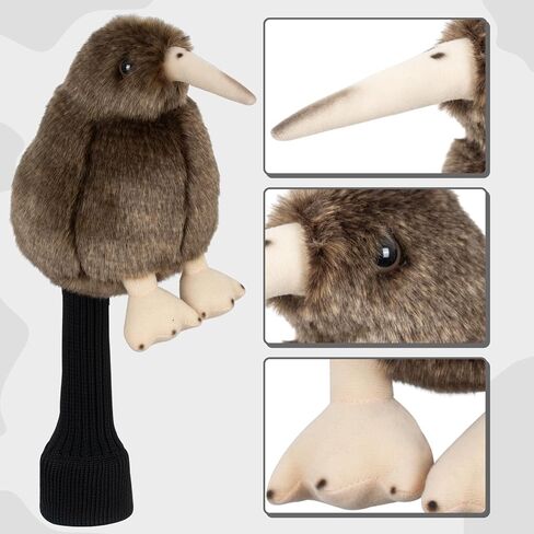 Kiwi Golf Headcover Animal Driver Headcover Hybrid Headcover Long Neck, Funny Plush Golf Club Head Covers (New Zealand National Bird Endangered Species) in Saudi Arabia