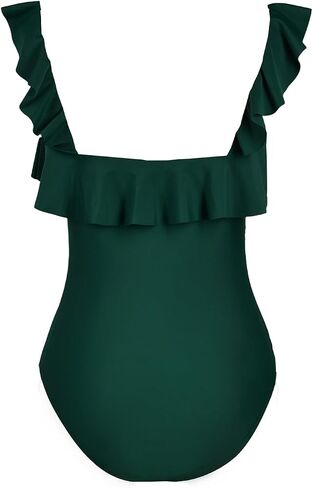 CUPSHE Women's One Piece Swimsuit Square Neck Ruffle Wide Straps Ruched Bathing Suit in Saudi Arabia