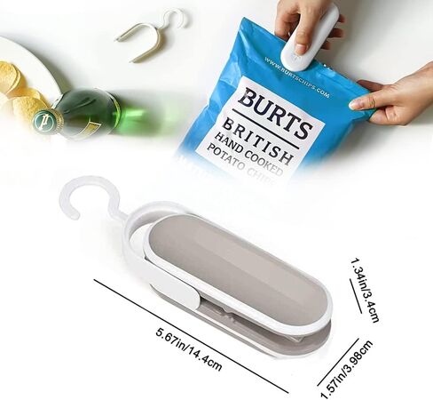 Bag Sealer with Hook, 2 in 1 Heat Vacuum Sealer Portable Bag Resealer Machine for Cookie Bag Chip Bag Pet Food Bag Kitchen Camping Travel (1 Pcs) in Kuwait
