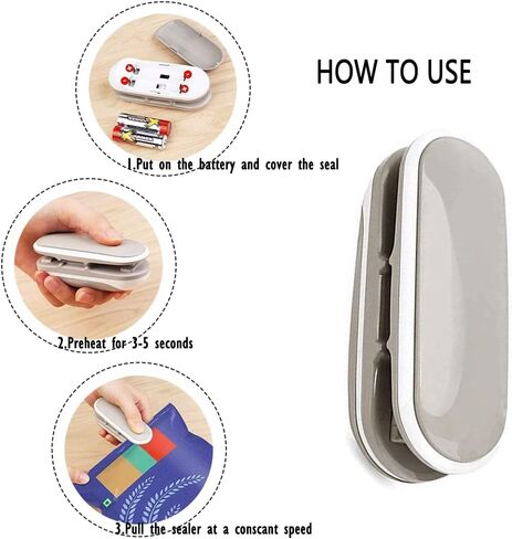 Bag Sealer with Hook, 2 in 1 Heat Vacuum Sealer Portable Bag Resealer Machine for Cookie Bag Chip Bag Pet Food Bag Kitchen Camping Travel (1 Pcs) in Kuwait