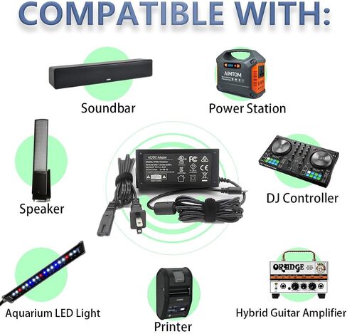 UL-Listed 15V 4A DC Power Supply Charger for 15vdc 2A 2.5A 3A 3.5A 4A Speaker, SoundBar, Power Station, Monitor, Printer, Controller, Keyboard Power Cord in Saudi Arabia
