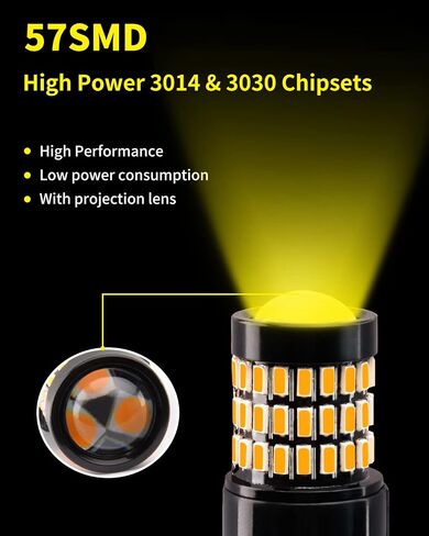 مصابيح LED أصفر كهرماني T20 7443 7444 7440 مع مصابيح وامضة لجهاز العرض متوافقة مع مصابيح إشارة الانعطاف الأمامية Toyota RAV4 2016-2019 وأضواء إشارة الانعطاف الخلفية 2016-2021، حزمة من 2 in Kuwait
