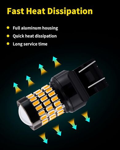 مصابيح LED أصفر كهرماني T20 7443 7444 7440 مع مصابيح وامضة لجهاز العرض متوافقة مع مصابيح إشارة الانعطاف الأمامية Toyota RAV4 2016-2019 وأضواء إشارة الانعطاف الخلفية 2016-2021، حزمة من 2 in Kuwait