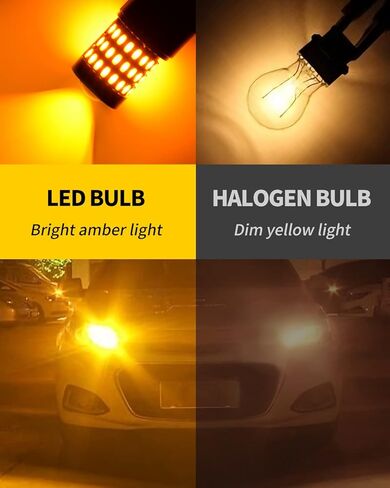 مصابيح LED أصفر كهرماني T20 7443 7444 7440 مع مصابيح وامضة لجهاز العرض متوافقة مع مصابيح إشارة الانعطاف الأمامية Toyota RAV4 2016-2019 وأضواء إشارة الانعطاف الخلفية 2016-2021، حزمة من 2 in Kuwait