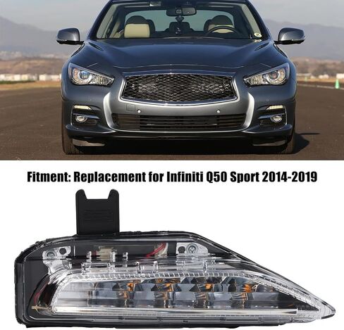 ضوء الضباب الأمامي المصد الأمامي ضوء الضباب مصباح إشارة الانعطاف لاستبدال إنفينيتي Q50 Sport 2014‑2019 (يمين) in Kuwait