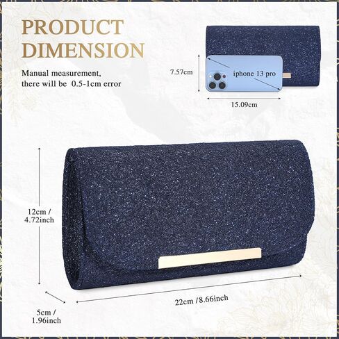 حقيبة كلاتش للسهرة للنساء - حقيبة يد رسمية للملابس ذات مظروف لامع ومحفظة يدوية لحفلات الزفاف والحفلات الراقصة in Kuwait