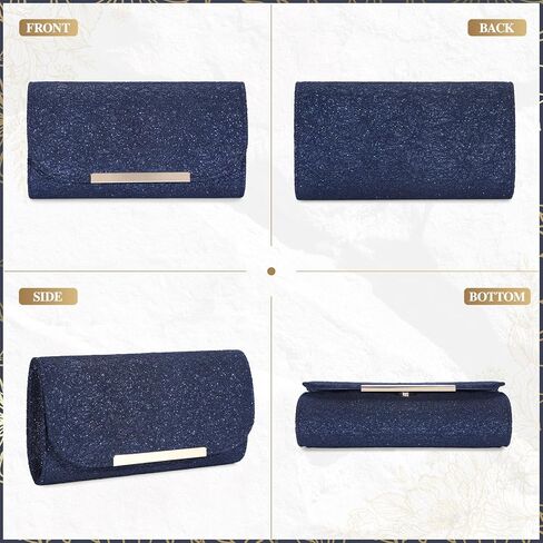 حقيبة كلاتش للسهرة للنساء - حقيبة يد رسمية للملابس ذات مظروف لامع ومحفظة يدوية لحفلات الزفاف والحفلات الراقصة in Kuwait