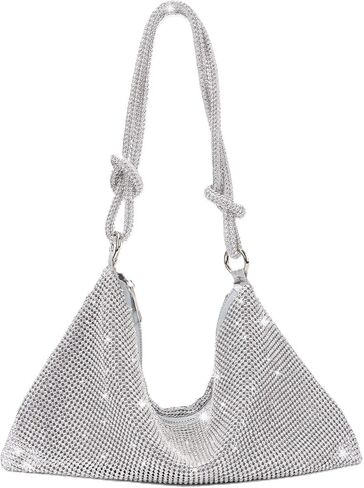 Rhinestone Purse Sparkly Evening Clutch Silver Diamond Purses for Women Party Prom Wedding Bling Handbag in Saudi Arabia