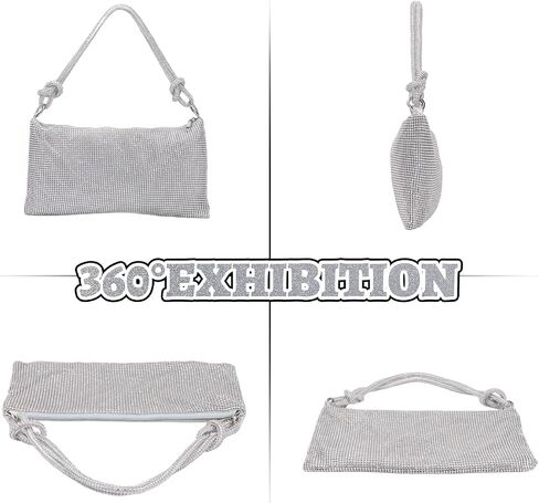 Rhinestone Purse Sparkly Evening Clutch Silver Diamond Purses for Women Party Prom Wedding Bling Handbag in Saudi Arabia