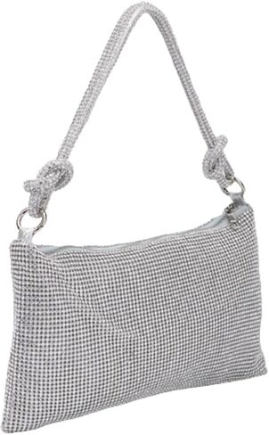 Rhinestone Purse Sparkly Evening Clutch Silver Diamond Purses for Women Party Prom Wedding Bling Handbag in Saudi Arabia