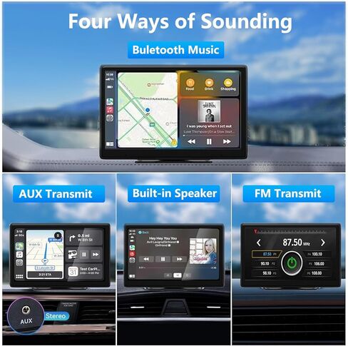 ستيريو سيارة لاسلكي 9 بوصة مع Carplay وAndroid Auto، كاميرا احتياطية 1080 بكسل، شاشة لمس محمولة، وصلة مرآة، بلوتوث، AUX، FM، Siri in Kuwait